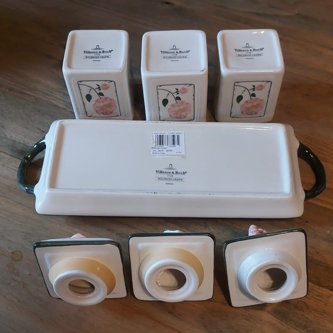 Villeroy & Boch Wildrose: Tablett mit drei Marmeladendosen Charm (14900476248388)