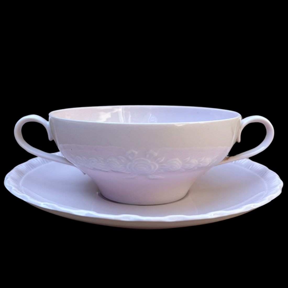 Hutschenreuther Porcelaine Rose: Suppentasse mit Unterteller – Porzellanladen Gabi Schmitt