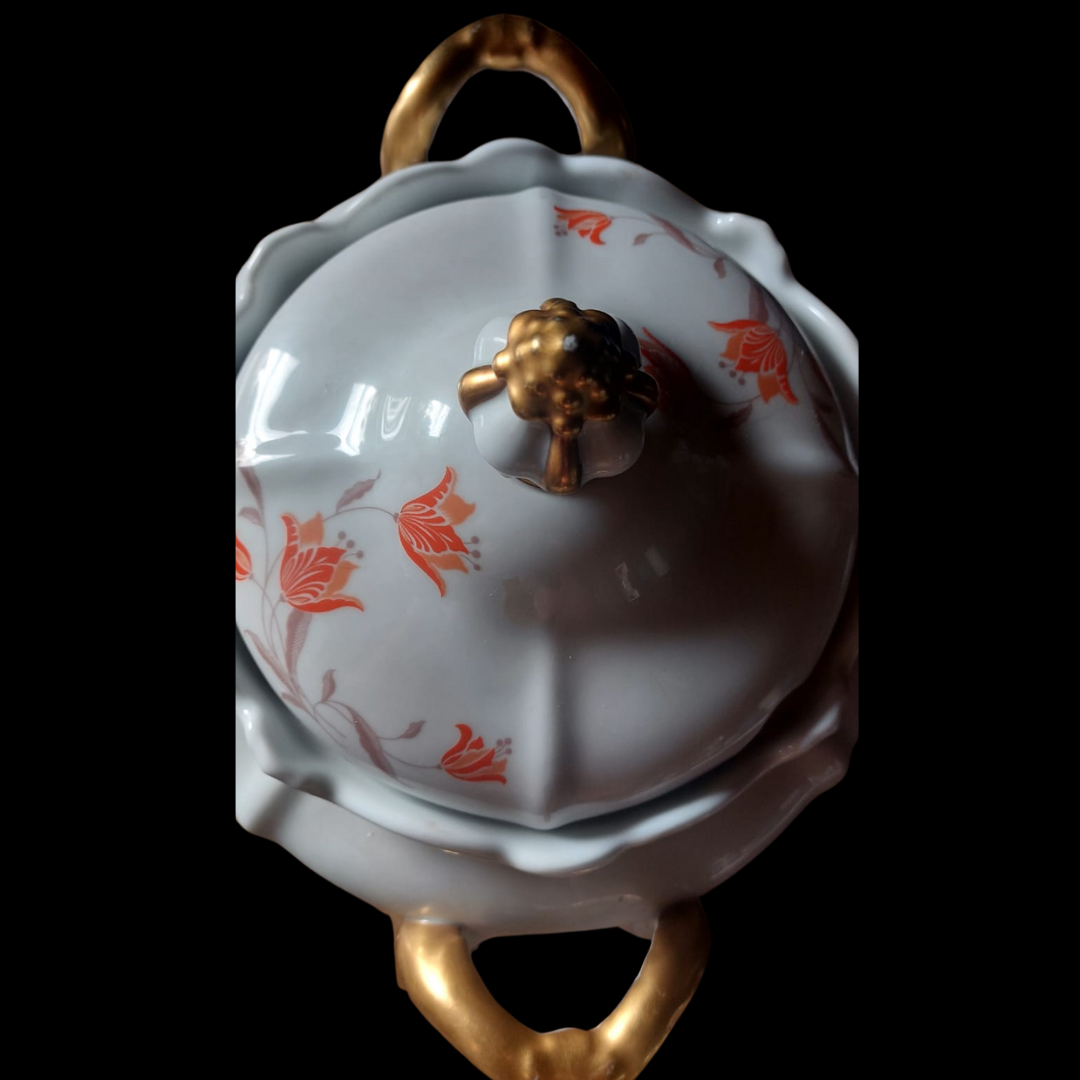 Rosenthal Pompadour rote Tulpe: Suppenterrine / Terrine mit Deckel (14872695800132)