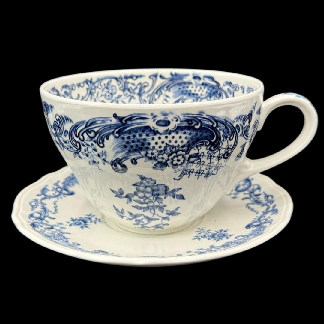 Villeroy & Boch Valeria blau: Jumbotasse / Cappuccinotasse / Frühstückstasse mit Unterteller (15036106735940)