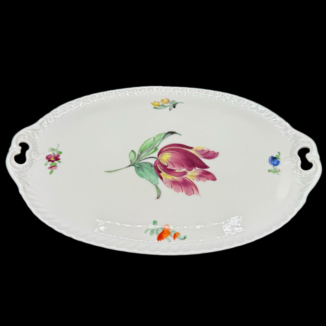 Nymphenburg Wellen gerippt: Platte mit Griff 22 x 14,5 cm (15149153485124)