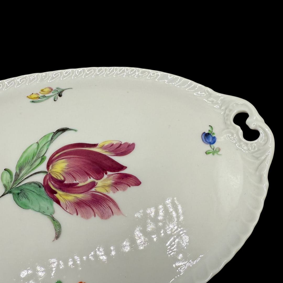Nymphenburg Wellen gerippt: Platte mit Griff 22 x 14,5 cm (15149153485124)