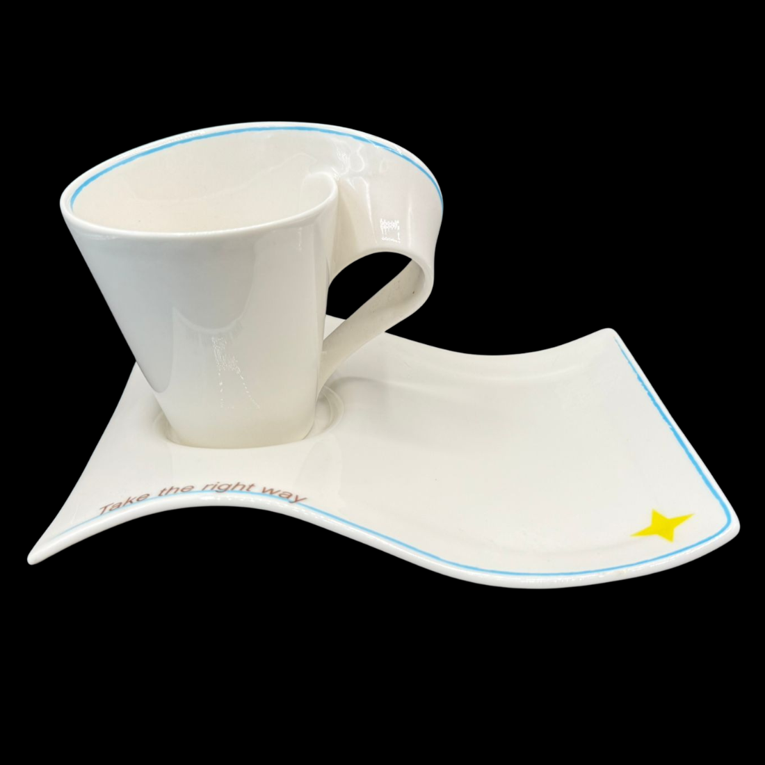 Villeroy & Boch Eufra Limited Edition: Kaffeetasse / Tasse mit Unterteller - Take the right way (7121097293961)