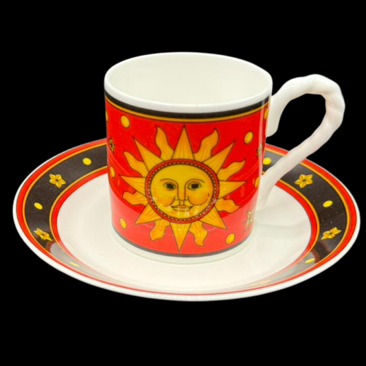 Villeroy & Boch Sun, Moon and Stars: Mokkatasse / Espressotasse mit Unterteller - rot (7120880369801)