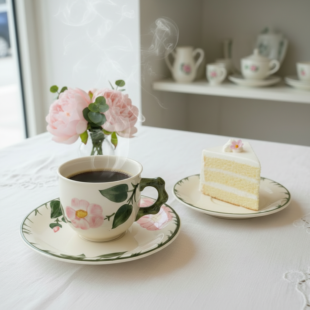 Villeroy & Boch Wildrose: Kaffeetasse / Tasse mit Unterteller