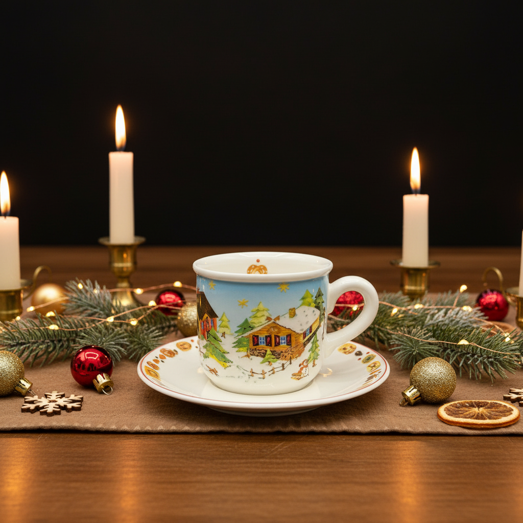 Villeroy & Boch Wunderland / Wonderland: Kaffeetasse / Tasse mit Unterteller Weihnachten