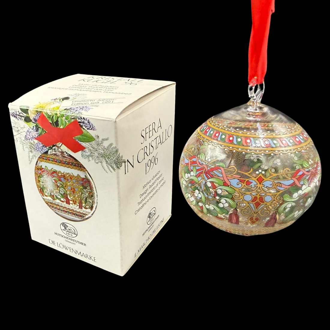 Hutschenreuther Weihnachtskugel: 1996 Glas / Kristall - neu und in OVP