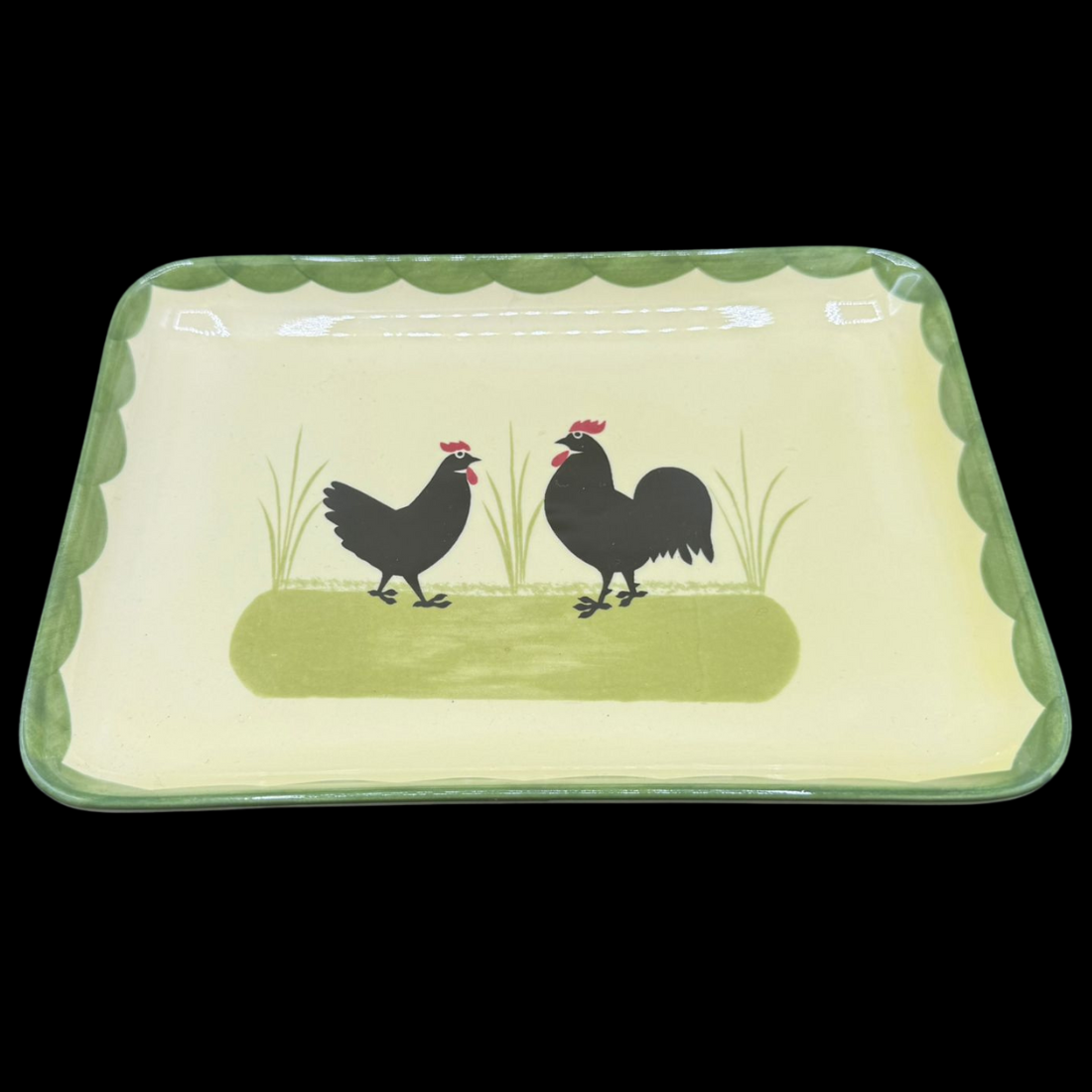 Zeller Keramik Hahn und Henne: Wurstplatte / Platte (unbenutzt)