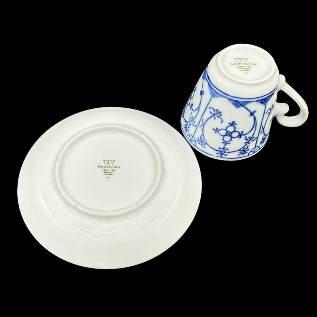 Winterling Indisch blau: Mokkatasse / Espressotasse mit Unterteller