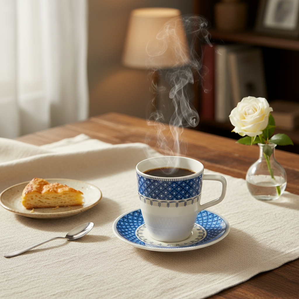 Villeroy & Boch Casale Blue: Henkelbecher / Kaffeebecher mit Unterteller