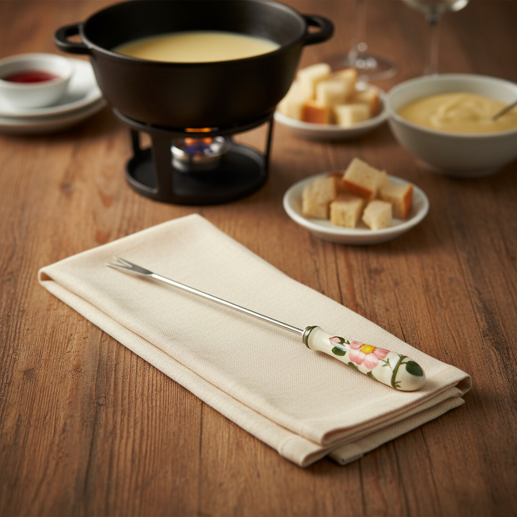 Villeroy & Boch Wildrose: Fonduegabel mit Porzellangriff (Besteck)
