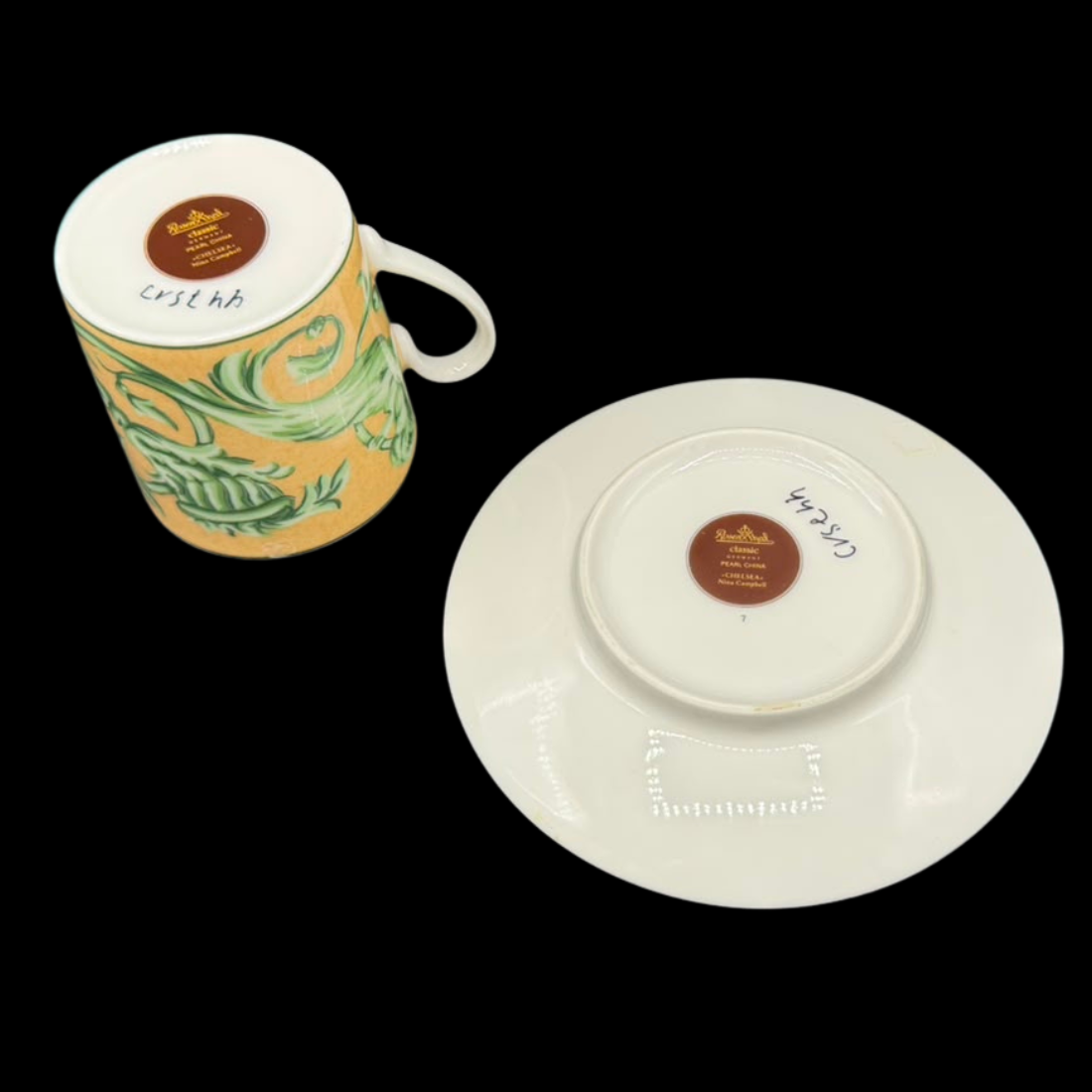 Rosenthal Chelsea: Henkelbecher / Kaffeebecher mit Unterteller (Nina Campbell) -- die Farben!