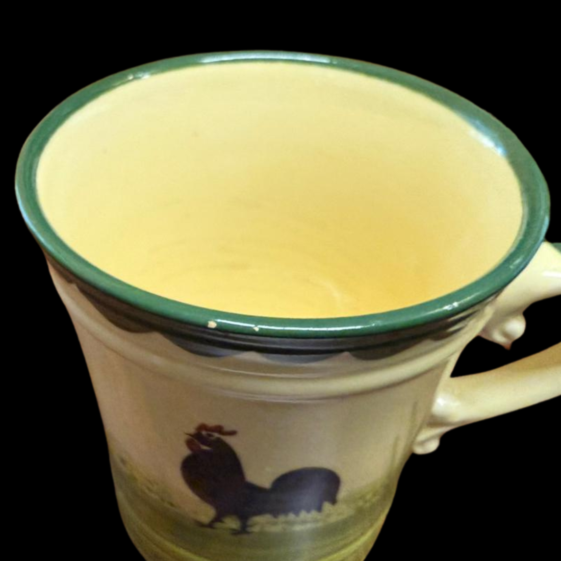 Zeller Keramik Hahn und Henne: Kaffeebecher / Kaffeetasse mit Unterteller - 8 cm (Beschreibung) (7120902553737)