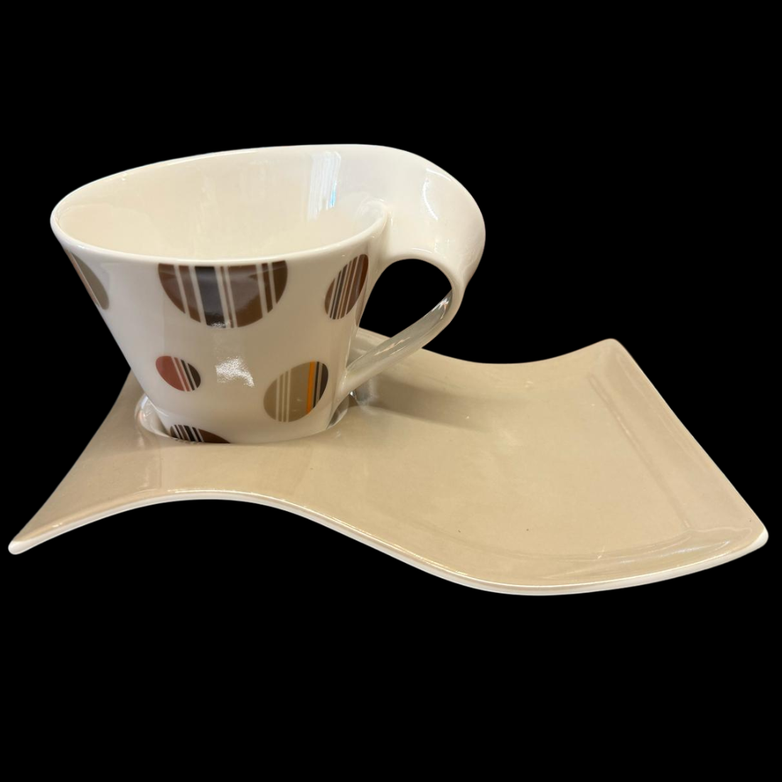 Villeroy & Boch New Wave: Jumbotasse mit Unterteller Chocolate Drops (14990998274372)