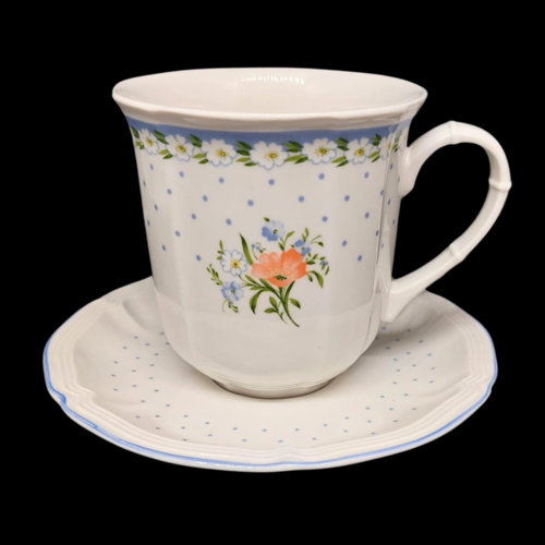 Villeroy & Boch Romantica: Kaffeebecher / Henkelbecher mit Unterteller (9004659474756)