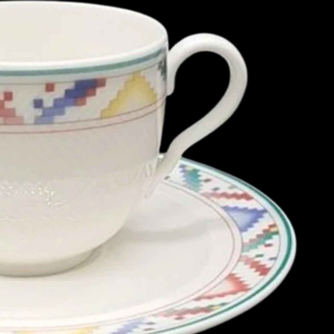 Villeroy & Boch Indian Look: Kaffeetasse / Tasse mit Unterteller - neu (7120990404745)