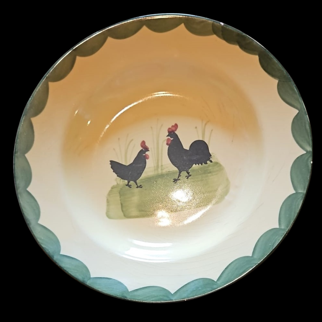 Zeller Keramik Hahn und Henne: Suppenteller / Salatteller - 20,5 cm (Beschreibung) (14957503906116)