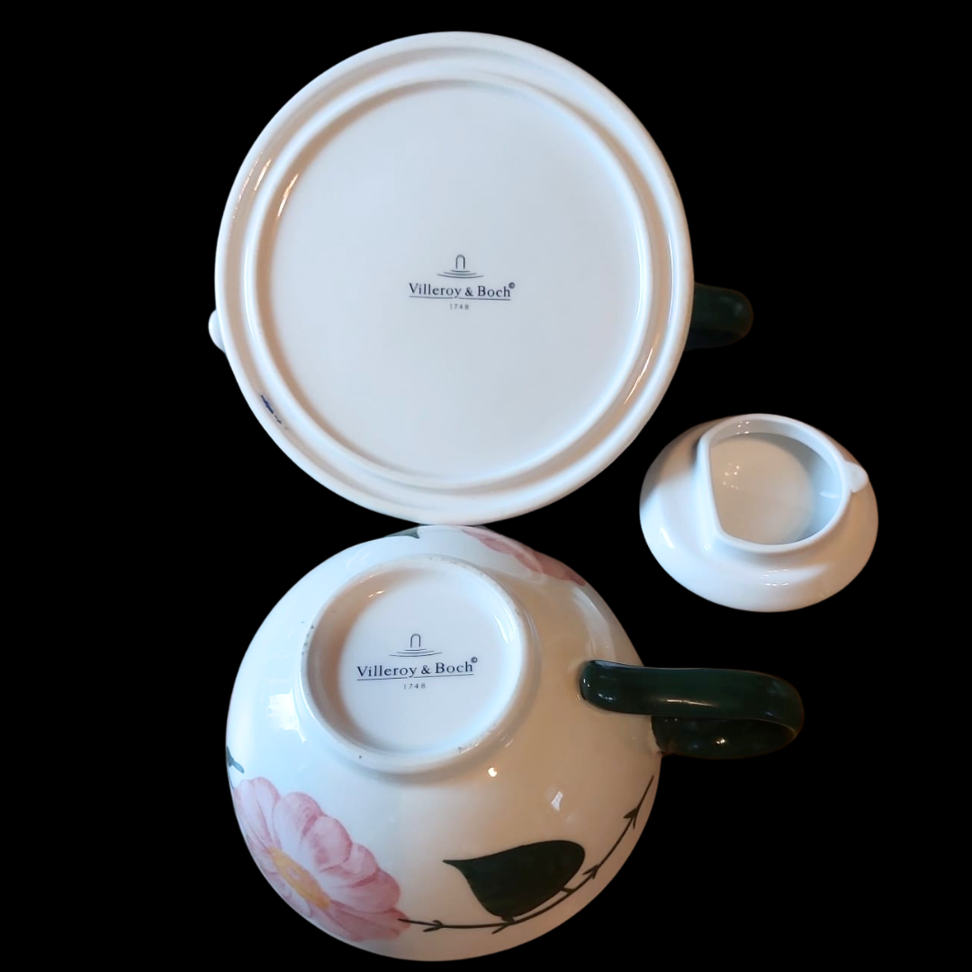 Villeroy & Boch Wildrose: Tea for one / Teekanne mit Tasse Charm (14900487946564)