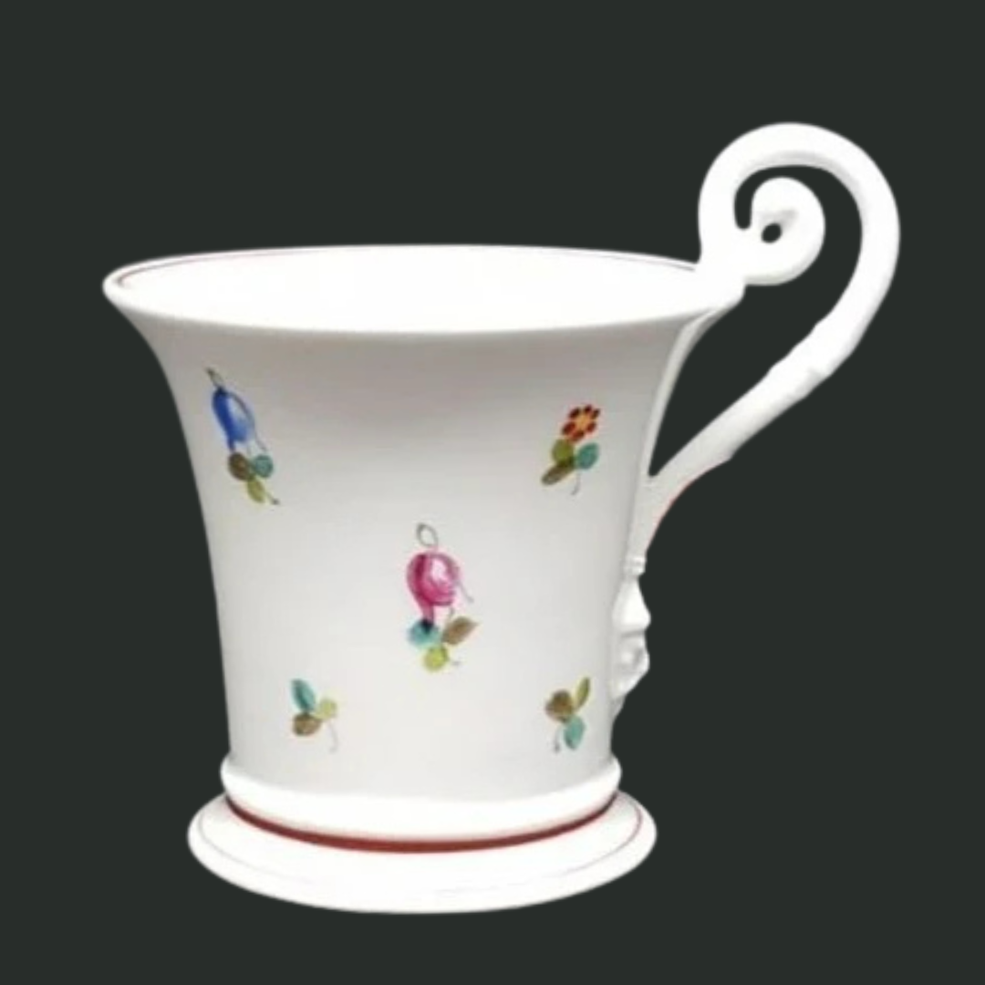 Nymphenburg: Kaffeetasse / Tasse mit Schwanengriff - Streublume (7121017307273)