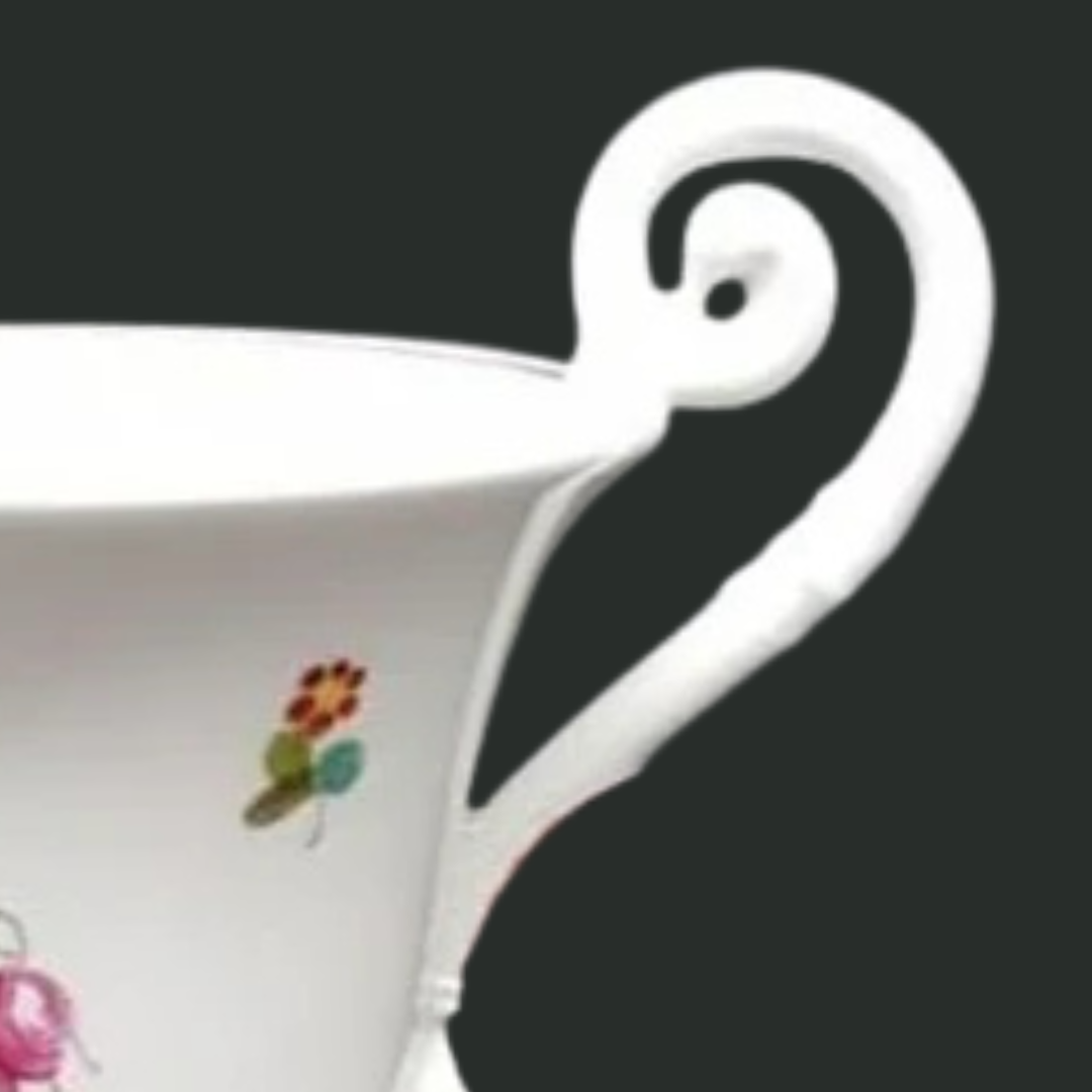 Nymphenburg: Kaffeetasse / Tasse mit Schwanengriff - Streublume (7121017307273)