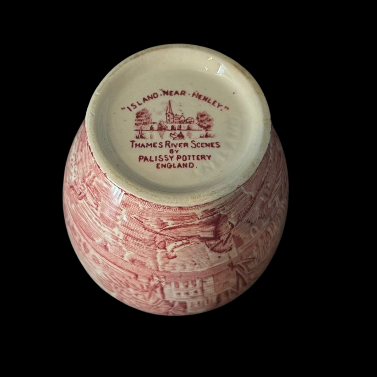 Palissy Pottery Thames River Scenes: Marmeladedose / Marmeladetopf - rot (9034208805188)