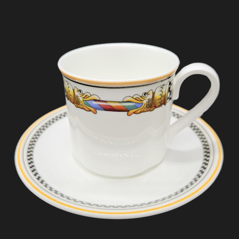 Villeroy & Boch Ornamento: Kaffeebecher / Henkelbecher mit Unterteller (8871250362692)