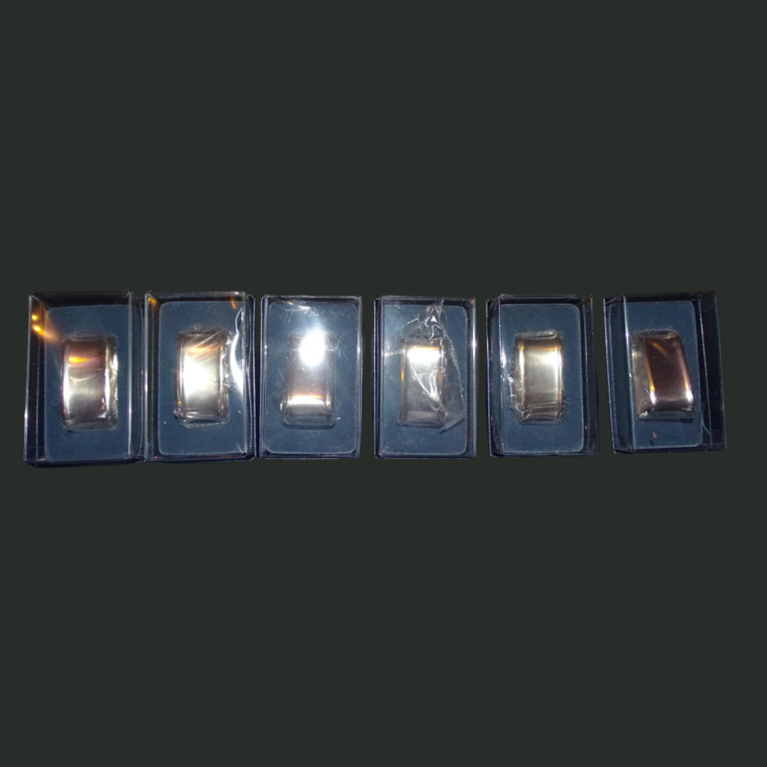 Gebrüder Reiner: 6 Serviettenringe mit 90g Silberauflage neu OVP (7120725934217)