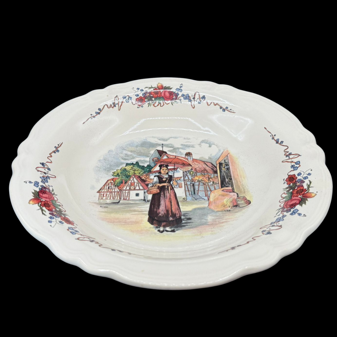 Sarreguemines Obernai France: Schale / Schüssel , rund - 32 cm (7120713646217)