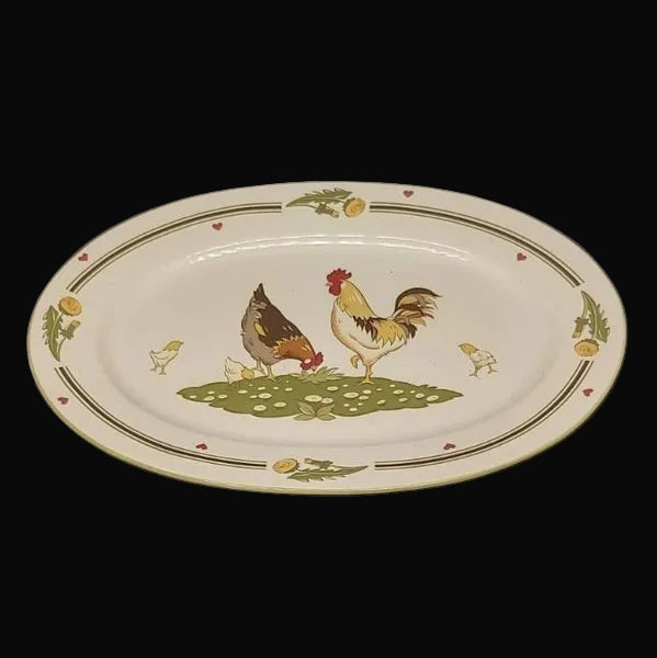 Pfalzkeramik Glückliche Hühner: Fleischplatte / ovale Platte