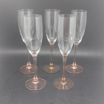Fünf Sektgläser / Gläser Sekt mit rosa Stiel - 22 cm (8554611736900)
