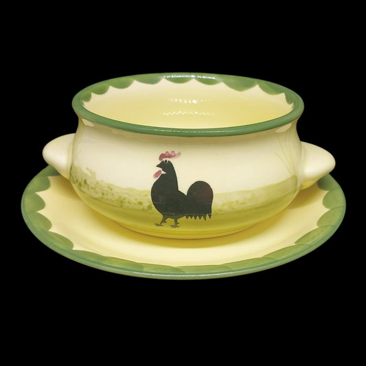 Zeller Keramik Hahn und Henne: Suppentasse mit Unterteller - hell (8784350740804)
