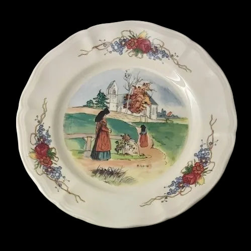 Sarreguemines Obernai France: Kuchenteller / Frühstücksteller - Tracht (Beschreibung) (9403965276484)