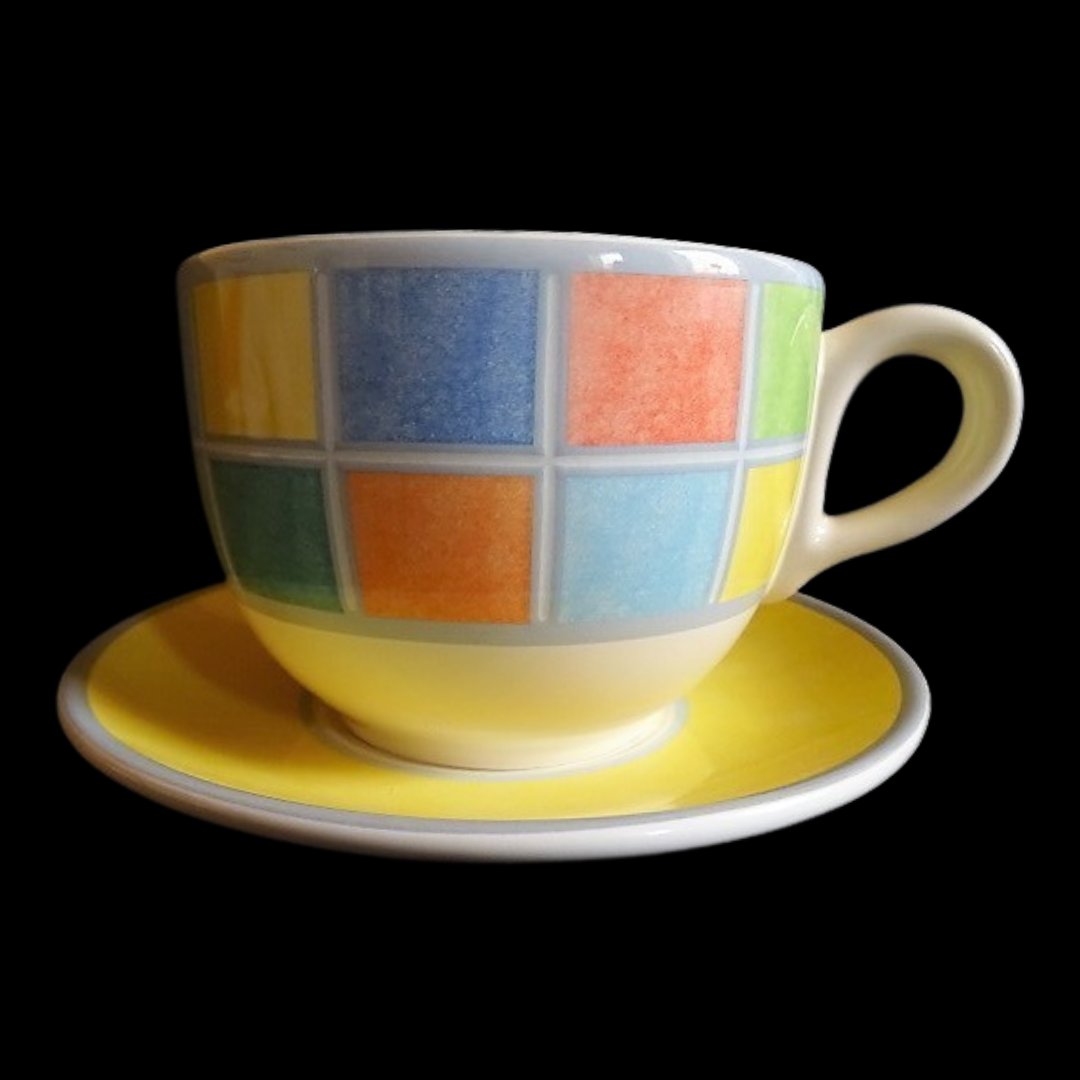 Villeroy & Boch Twist Alea Faience: Jumbotasse / Frühstückstasse / Cappuccinotasse XL mit Unterteller
