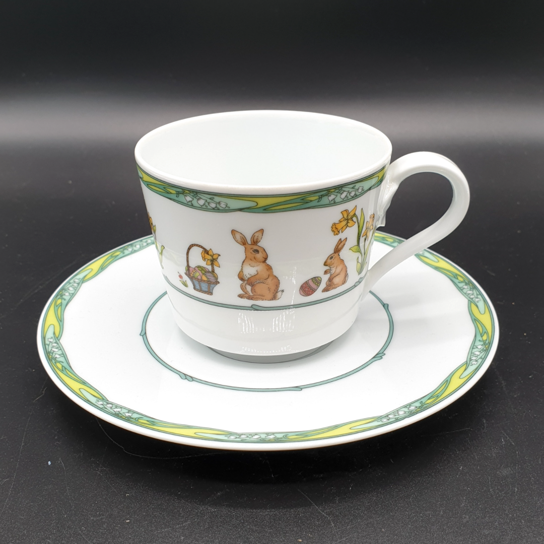 Hutschenreuther Louvre: Kaffeetasse / Tasse mit Unterteller Frühlingsservice - neuwertig Hutschenreuther (7120970481801) (15034800177476)