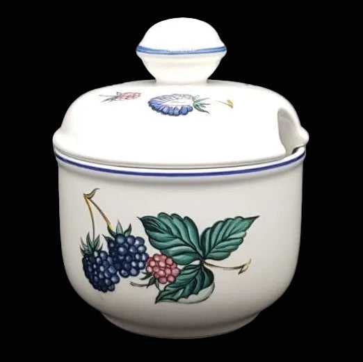 Villeroy & Boch Malaga: Marmeladedose / Zuckerdose mit Deckel - Motiv Blaubeere Villeroy & Boch (7121039949961)