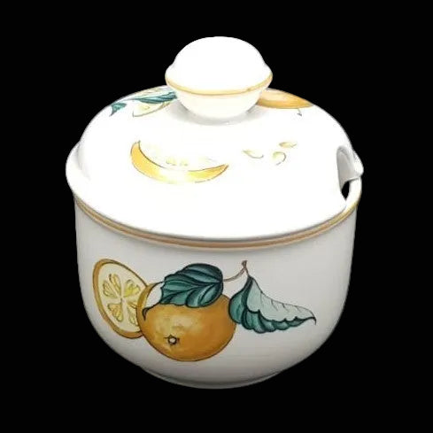 Villeroy & Boch Malaga: Marmeladedose / Zuckerdose mit Deckel - Motiv Orange Villeroy & Boch (7121039229065)