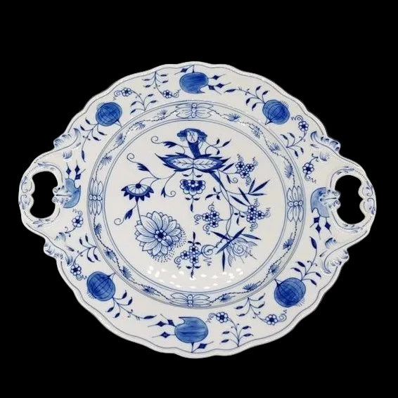 Meissen Zwiebelmuster: Kuchenplatte / Platte mit Griff Meissen (7120924246153)