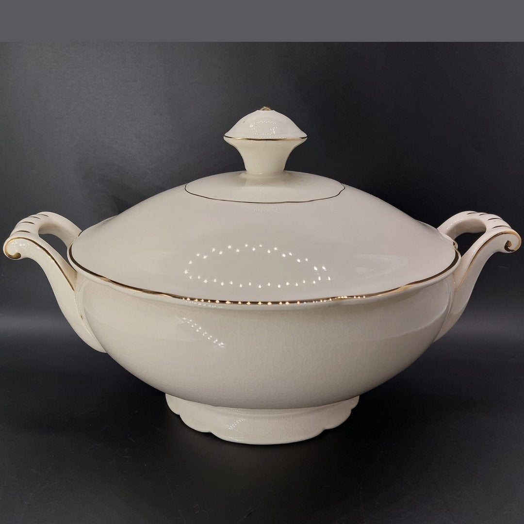 Villeroy & Boch Mettlach Goldrand: Suppenterrine / Terrine mit Deckel Villeroy & Boch (7121113415817)