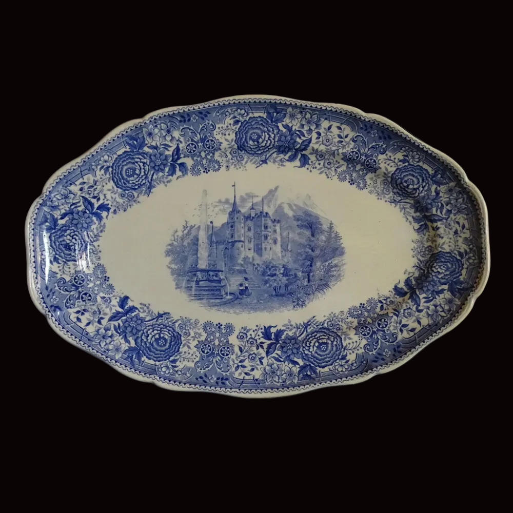 Villeroy & Boch Burgenland blau: Fleischplatte / Platte - ca 36 cm - Saarstempel Villeroy & Boch (7120682221705)