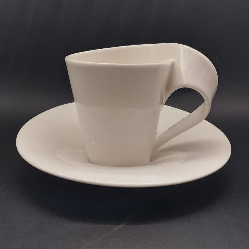 Villeroy & Boch New Wave: Kaffeetasse / Tasse mit Unterteller - weiß Villeroy & Boch (7121117905033)