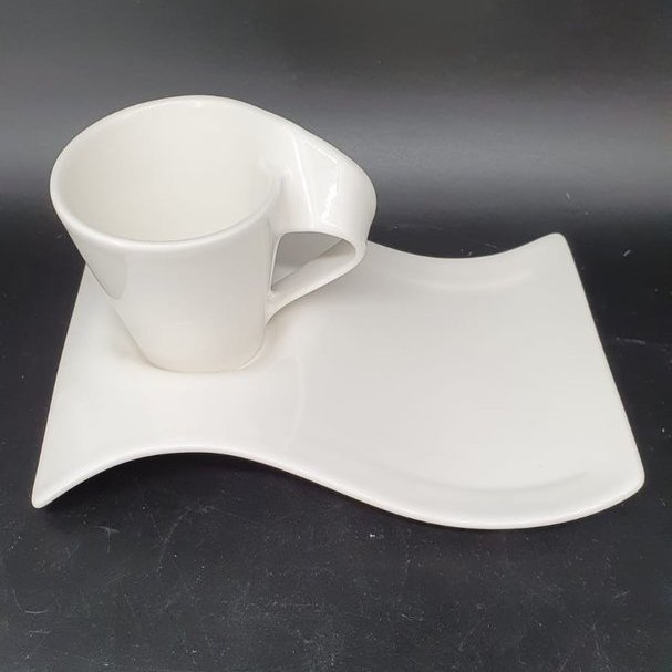 Villeroy & Boch New Wave: Mokkatasse / Tasse mit Unterteller "weiß" - neu Villeroy & Boch (7121080483977)