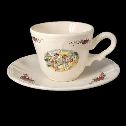 Sarreguemines Obernai France: Kaffeetasse / Tasse mit Unterteller - Luftballon Sarreguemines (7121089855625)