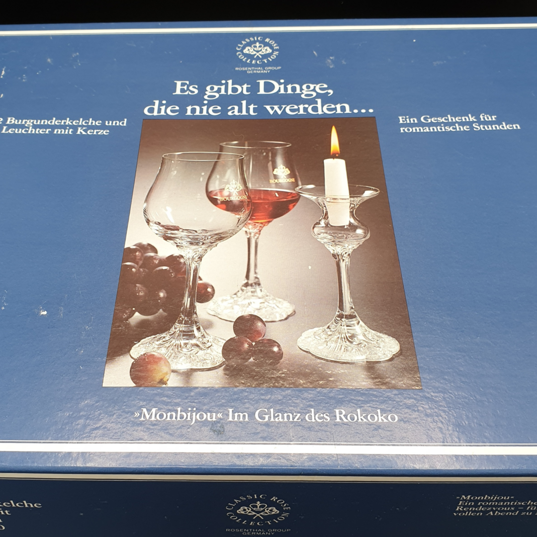 Rosenthal Classic Rose Monbijou: Geschenkset - 2 Burgunderkelche mit Kerzenleuchter - neu mit OVP Rosenthal (7120900915337)