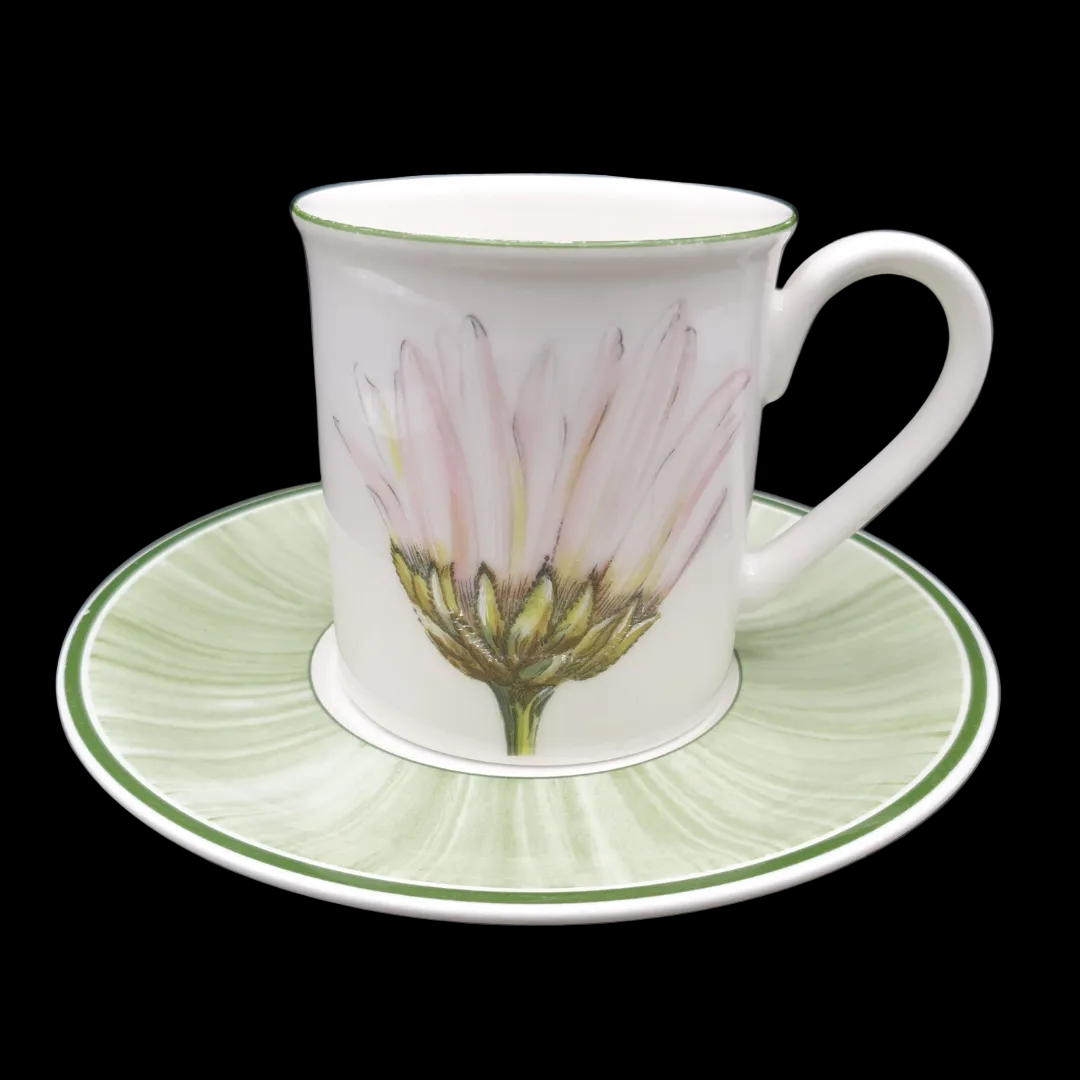 Villeroy & Boch Flora: Henkelbecher / Kaffeebecher mit Unterteller Marguerite Villeroy & Boch (7120983195785)