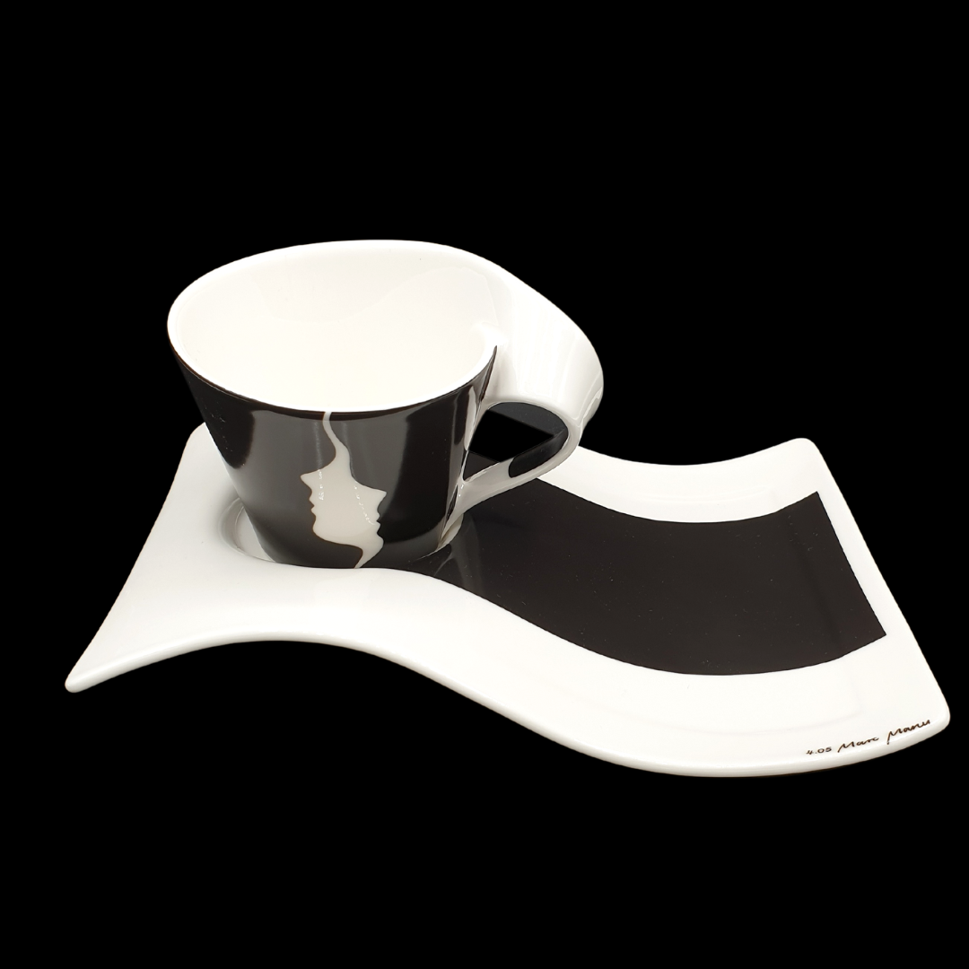 Villeroy & Boch New Wave Faces: Kaffeetasse / Tasse mit Unterteller Marc Manu Villeroy & Boch (7120794026121)