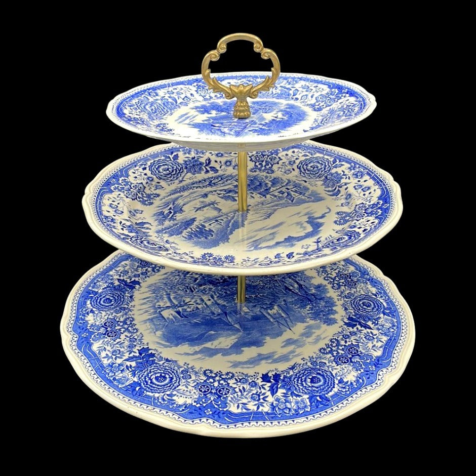 Villeroy & Boch: Burgenland blau: Etagere, dreistöckig (Kuchen- und Speiseteller, Tortenplatte) Villeroy & Boch (7120951115913)