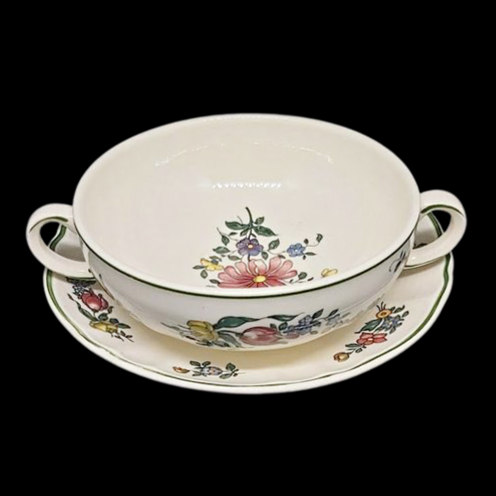 Villeroy & Boch Alt Strassburg: Suppentasse mit Unterteller - Gänsebl (senkrecht)- neu Villeroy & Boch (7120867524745)
