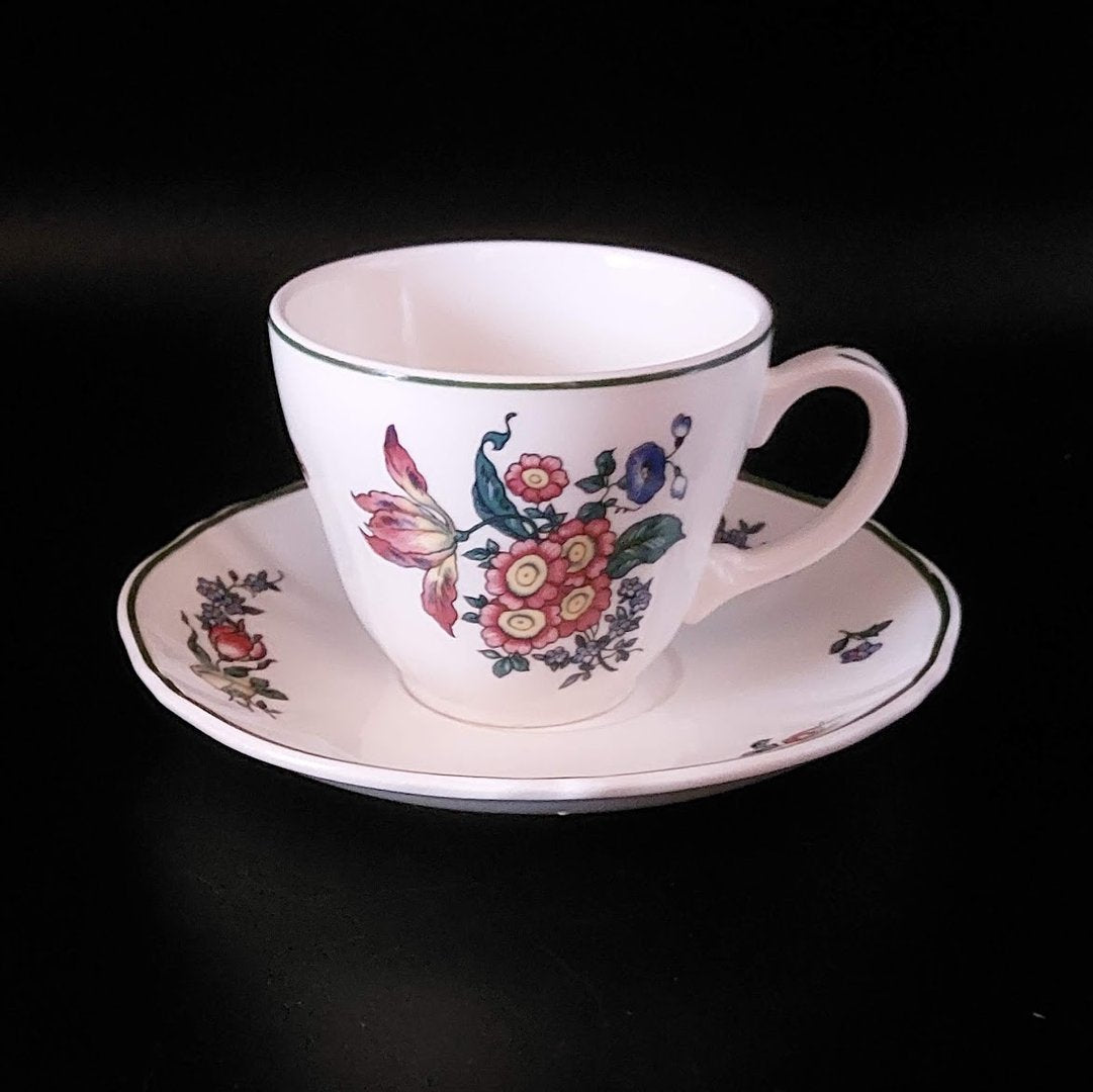 Villeroy & Boch Alt Strassburg: Kaffeetasse / Tasse mit Unterteller Blumenstrauss Villeroy & Boch (7120744153225)