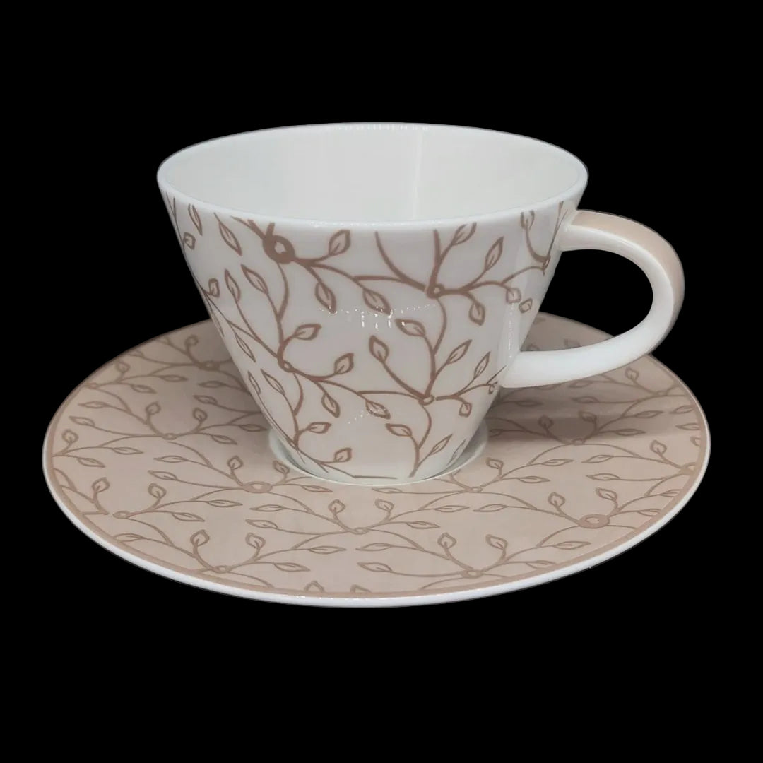 Villeroy & Boch Caffé Club Floral: Kaffeetasse mit Unterteller, braun / caramel - neuwertig Villeroy & Boch (7120706830473)