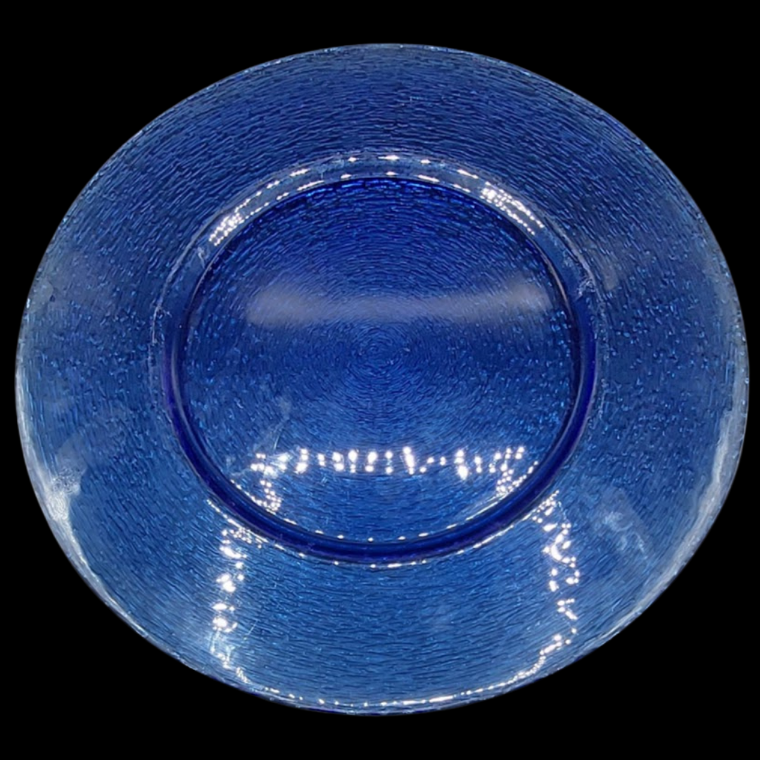 Platzteller / großer Teller aus Glas, blau